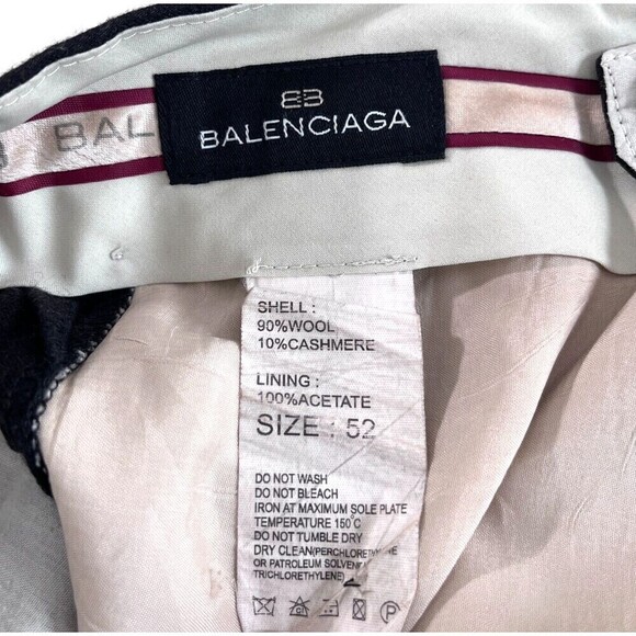 Balenciaga Pants Women 34x26 Grey Wool Cashmere Trouser Baggy Ankle High Rise - Picture 3 of 13